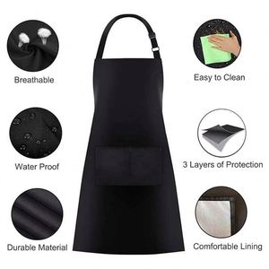 Hot Sale Waterproof Oil Proof Custom Black <b>Bbq</b> Kitchen <b>Apron</b> With Pockets - Product Image 1