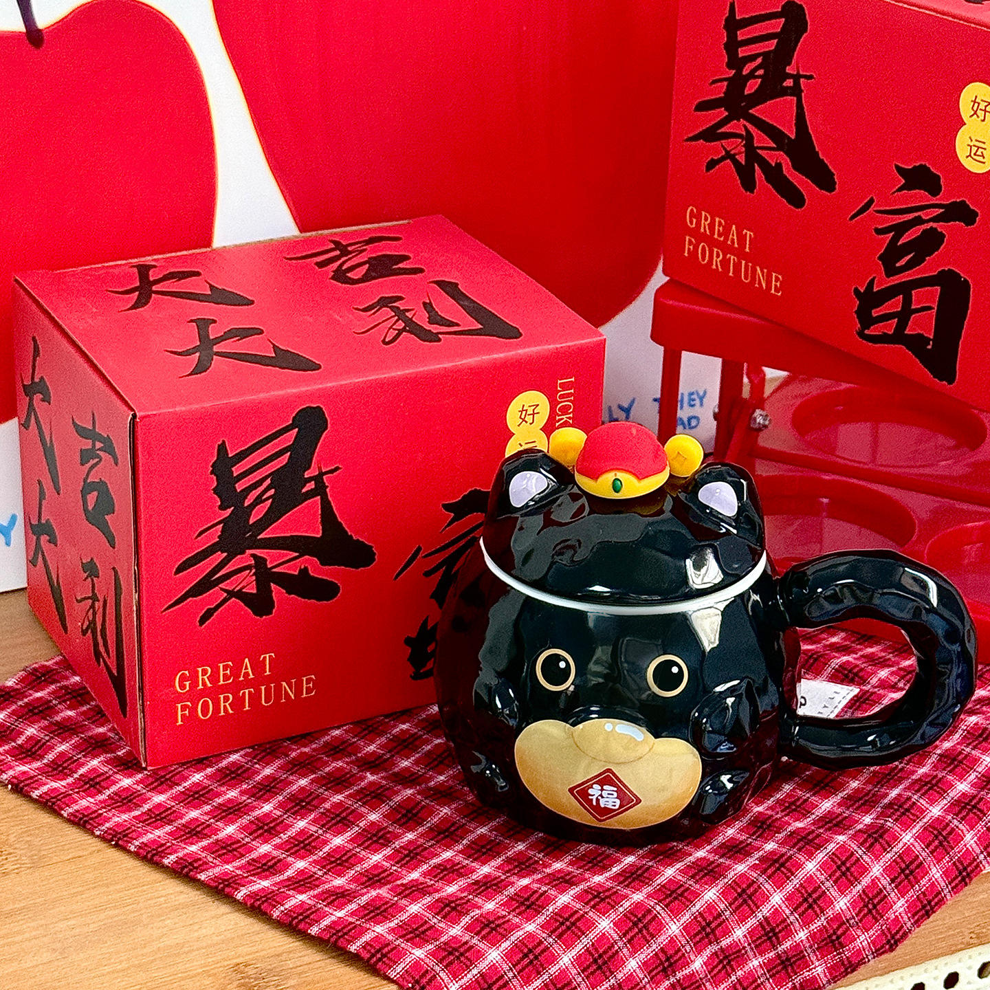 [กล่องของขวัญขนาดเล็ก] แก้วมัค Nafu Cat - สีดำ