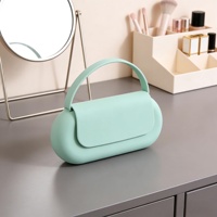 Trousse de Toilette Portable en Silicone Écologique Grande Taille Personnalisable, Résistante à l'Eau avec Fermeture Éclair et Poignée Souple – Idéale pour les Brosses de Voyage – Meilleure Vente