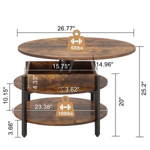 Cross-border multi-layer round coffee <b>table</b>, height adjustable, large capacity storage <b>table</b>, simple small apartment home - Product Image 2