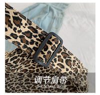 Sac fourre-tout décontracté grande capacité pour femme, imprimé léopard, en toile, avec fermeture éclair et fermoir, style transfrontalier, en polyester