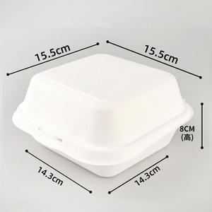 Contenedor de comida de plástico biodegradable desechable de almidón de maíz impreso personalizado para embalaje de comida caja con bisagras de hamburguesa - Product Image 6