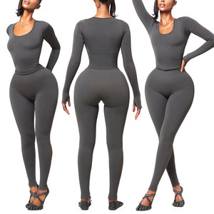 Huili Biểu Tượng Tùy Chỉnh Mỏng Phù Hợp Với Căng Flare legging Quần & Zip up Crop Top Trang Phục Activewear Bộ Phụ Nữ Hai Mảnh Loungewear Bộ - Product Image 3