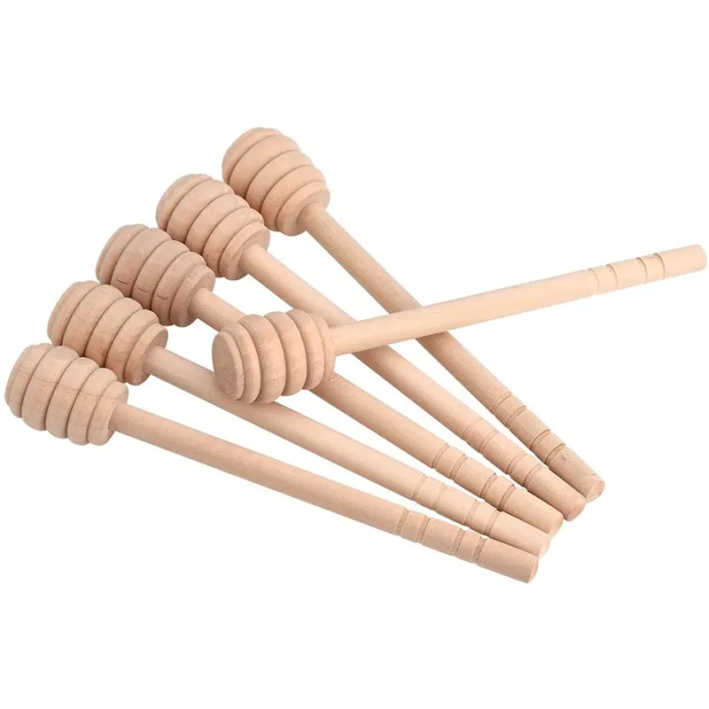 Jarabe de madera Dippers Sticks Wood Honey Dipper Sticks Camping CLASSIC Cuchara de madera para Honey Bambus Perfecto hecho a mano 10cm