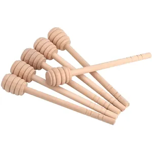 Wooden Syrup Dippers Sticks Wood Honey Dipper Sticks Camping CLASSIC Wooden Spoon for Honey Bambus Perfect Handmade 10cm