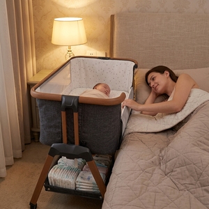 Culla Portatile Moderna Pieghevole con Altezza Regolabile e Ruote, Leggera in Metallo, per Neonati, <span class=keywords><strong>da</strong></span> Posizionare Accanto al Letto, per Uso Interno ed Esterno - Product Image 1
