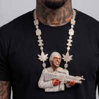 Collar de Hip Hop de Plata de Ley 925 con Moissanita, Diseño Personalizado 3D de Busto, Joyería de Alto Brillo para Hombre