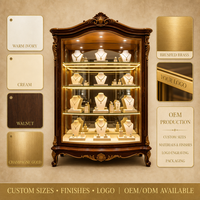 Vitrine de présentation de bijoux de style européen classique, armoire haute sculptée avec éclairage LED pour bijouterie
