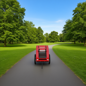 Remorque de vélo pour animaux de compagnie rouge à 2 roues avec drapeau pour transporter des animaux pendant les voyages - Product Image 2
