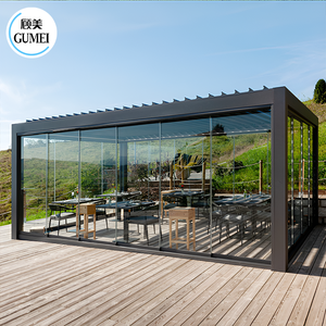 Không thấm nước cơ giới louvered nhôm pergola có thể thu vào có thể điều chỉnh mái vườn gazebos bioclimatic pergola nhôm ngoài trời - Product Image 3