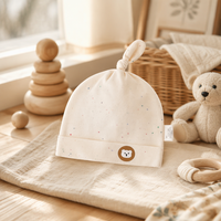Nouvel arrivage Printemps-Automne : Ensemble Bonnet et Bavoir Unisexe pour Nouveau-né, Style Dessin Animé Adorable, Anti-bactérien, pour Bébé 0-3 Mois
