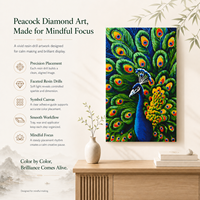Kit de Peinture Diamant 5D KS Craft Motif Paon, Écologique, Art Diamant Spécial DIY, Décoration Murale Oiseau Coloré, Cadeau
