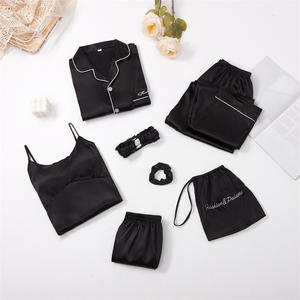 Nouveau <span class=keywords><strong>pyjama</strong></span> de vêtements de nuit en soie satinée pour femmes ensembles de nuit grande taille 7 pièces pour l'été et le printemps - Product Image 6