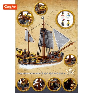 GUOAN TOYS Creative Pirate Ship <b>Building</b> <b>Blocks</b> DIY Desktop Decoration Educational Construction Toy for Children Sailing Storm - Product Image 3