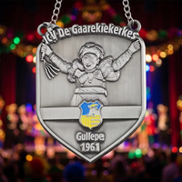Médaille de Carnaval Personnalisée en Alliage de Zinc avec Relief 3D et Émail Argent Vieilli – Récompense pour Association, Club, Célébration