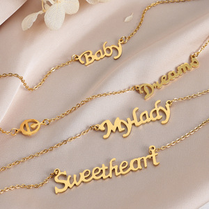 Collar de Acero Inoxidable Personalizado con Letra, Regalo Único y Popular, para <span class=keywords><strong>Mi</strong></span> Dama, Bebé, <span class=keywords><strong>Novia</strong></span>, Sueños, Seres Queridos - Product Image 1