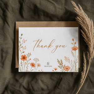 Biglietto di ringraziamento floreale disegnato a mano con logo personalizzato, carta scrivibile pesante da 300 g/m² per set regalo lifestyle, all'ingrosso - Product Image 3