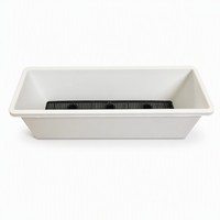 Jardinera Rectangular Blanca con Bandeja de Drenaje, Jardinera de Plástico para Ventana, para Vegetales, Flores, Hierbas, Balcón, Jardín, Parapeto