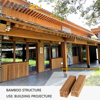 Poutres en bambou préfabriquées conçues structurellement, kiosque en bois, colonnes et poutres en bambou stratifié croisé pour usage domestique