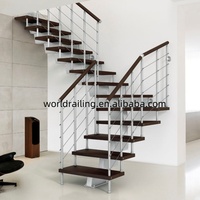 Escalier pliant en spirale droite de conception moderne YL METAL pour villa, escalier en L durable avec garde-corps en verre ou en fil d'acier