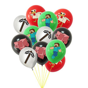 Nouveau Mine-artisanat Thème Pull Drapeau Bannière Latex Ballon Gâteau Toppers Ensemble Pour Pixel <span class=keywords><strong>Jeu</strong></span> Thème Fête D'anniversaire Décoration - Product Image 4