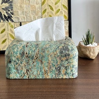 Boîte à mouchoirs et porte-serviettes créative en marbre et pierre vertes contemporaines, durable pour la maison et le bureau