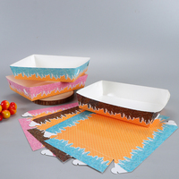Einweg-Dessertboote aus Papier in verschiedenen Farben, Waffelkegel-Design, flach verpackt für Bäckereien, Cafés, Eisdielen, Partys und zum Mitnehmen
