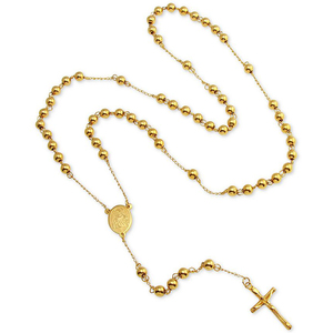 <span class=keywords><strong>Collana</strong></span> Trendy AIU con Pendente a Croce Placcato Oro 18k, Catena <span class=keywords><strong>Rosario</strong></span> con Perle, Certificata GTC - Product Image 3