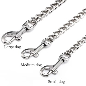 Laisse pour chien robuste en acier inoxydable et nylon, imperméable, anti-morsure, avec chaîne métallique et poignée rembourrée, pour petites races, laisse de sécurité pour la promenade - Product Image 3