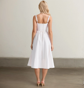 Abito da Sera Elegante da Donna per Celebrità, Nuovo Design a Linea A, Bustier Estivo per Feste, Bianco CB con Vita Impero in Jersey - Product Image 5