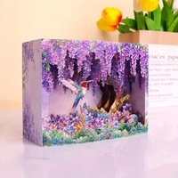 Cartes de vœux 3D écologiques pop-up pour la Saint-Valentin, la fête des mères, les anniversaires, Noël, avec des colibris, des fleurs, des oiseaux et des glycines