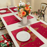 Sets de table réutilisables en feuille d'or écologiques modernes pour Noël, serviettes transfrontalières, décorations de table à manger, isolation thermique en plastique
