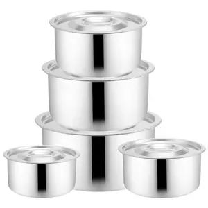 410 스테인레스 스틸 주방 용품 세트 그릇 뚜껑 다기능 냄비 세트 수프 냄비 10pcs 스톡 냄비 세트