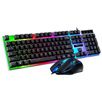 T315 Professional LED Wired Gaming Keyboard Mouse Combo Full Size Backlit Set for Gamers USB Interface Waterproof for Office Use