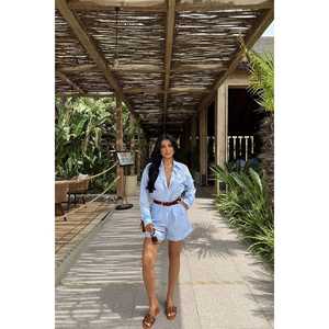 Blue High-Waist <b>Jumpsuit</b> with Pocket Detail Skinny Fit Printed Pattern for Sports Yoga Size XXL Summer <b>Bodycon</b> Knitted Weaving - Product Image 2