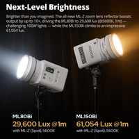Lumière vidéo LED bicolore Godox ML80Bi 2800K-6500K CRI 96+ à haute puissance, portable, DC14.4V, éclairage pour appareil photo, photographie, vlog, diffusion en direct