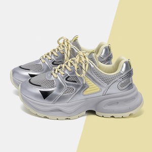 Sneakers da Donna con Suola Spessa, Traspiranti, con Lacci, Stile Casual da Corsa, Tomaia in <span class=keywords><strong>Pelle</strong></span> Sintetica - Product Image 2