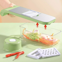 Multifunctionele handmatige plastic groentesnijder voor de keuken, professionele draagbare fruit- en aardappelverticale snijmachine met opvangbak
