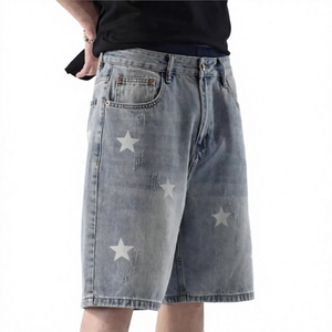 Pantalones Cortos de Mezclilla para Hombre, Impresión Personalizada de Alta Calidad, con Dobladillo Deshilachado, Corte Relajado, Estilo Vintage, Casual, Urbano - Product Image 2