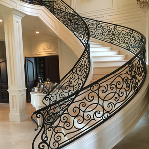 Cầu Thang Cong Bậc Thang Đá Cẩm Thạch Nội Thất Chất Lượng Cao Thiết Kế Sang Trọng Theo Yêu Cầu Với Lan Can Thép Cung Cấp Nhà Máy Phật Sơn - Product Image 2