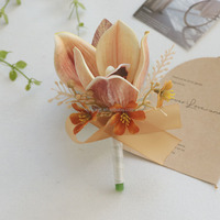 Set Korsase & Boutonniere Pernikahan Buatan Tangan, Bunga Pergelangan Tangan & Pin Kerah Buatan untuk Pengantin Wanita, Pengantin Pria, Pengiring Pengantin.