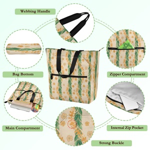 Sac fourre-tout Aloha avec motif floral hawaïen Maile Lei, design personnalisé, impression intégrale, fermeture éclair avant, sac fourre-tout pour étudiants, fournitures scolaires, livres, pour enfants - Product Image 3