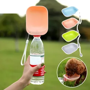 Convenient Portable Silicone Pet Dog Water Drinking Bowl Pet Outdoor Water Feeder Can Mount On Water Bottles