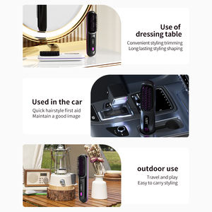 فرشاة تمليس الشعر الكهربائية اللاسلكية من كيه كيه إس مع أسنان من الفولاذ المقاوم للصدأ وتسخين ساخن، معتمدة من سي إي، تصميم محمول - Product Image 5