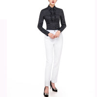 Chemises habillées extensibles à manches longues boutonnées, infroissables, coupe classique, pour le bureau, 100 % coton, pour femmes
