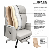 Chaise de bureau exécutive ergonomique de luxe avec repose-pieds 155 °   Chaise de bureau de direction inclinable en cuir pleine fleur brésilien à dossier haut