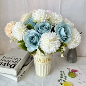 Fleur artificielle en soie Meifeng, rose et chrysanthème, pour décoration de mariage et d'intérieur, combinaison de 7 têtes - Product Image 4