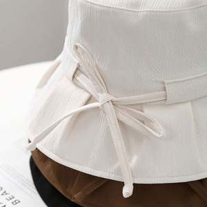 Chapeau Bob d'été décontracté pour femme et fille, protection solaire, design plissé avec nœud - Product Image 3