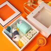 Transparente Quadratische Geschenkbox mit Fenster, Bronziert, Hohl, Faltbar, Raffia, Weiße Kartonverpackung mit Griff