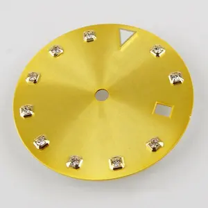 Циферблат для часов Sunburst, желтый, серый, зеленый, черный циферблат с металлическим индексом для движения NH35 8215 2813 821A